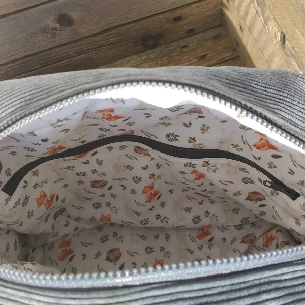 Sac à langer gris velour
