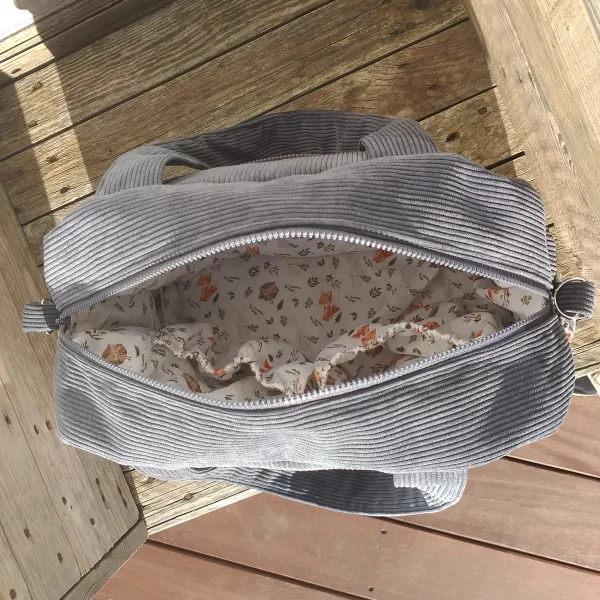 Sac à langer gris velour