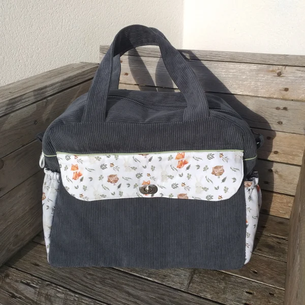 Sac à langer gris velour