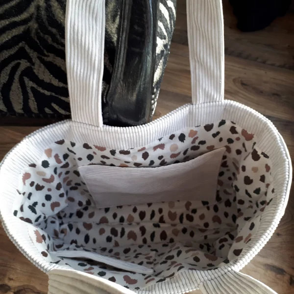 Sac velours crème
