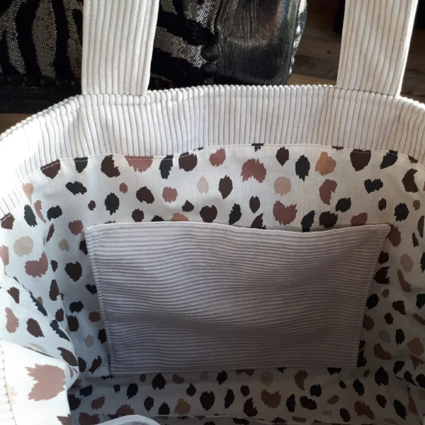 Sac velours crème