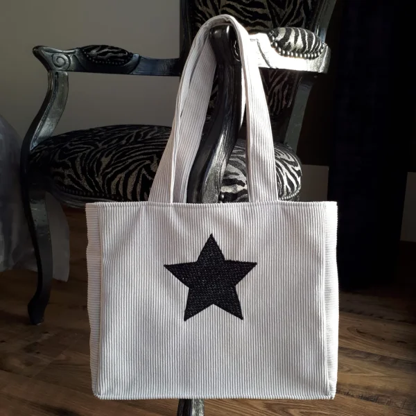Sac velours crème
