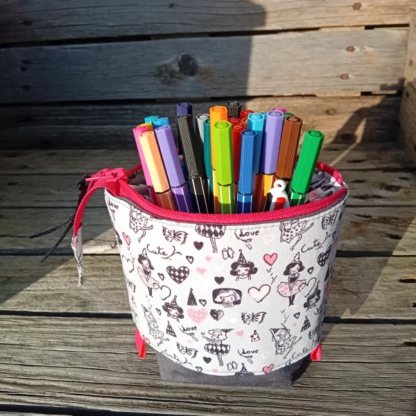 Trousse pot à crayons girly