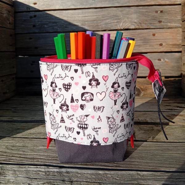 Trousse pot à crayons girly