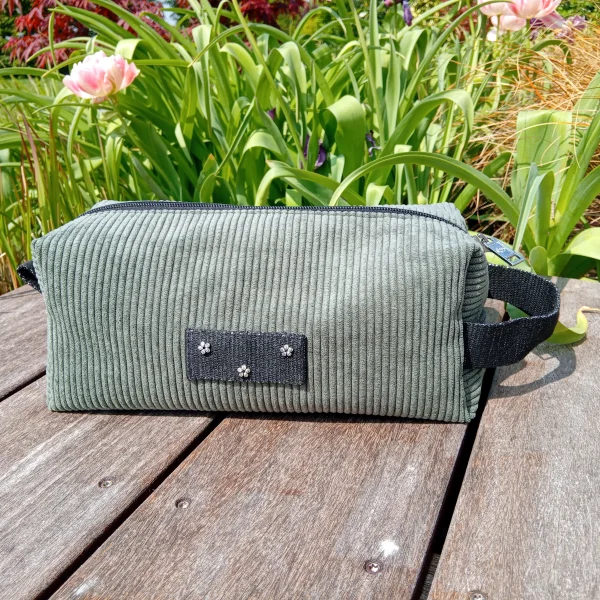 Trousse de toilette velour vert foncé
