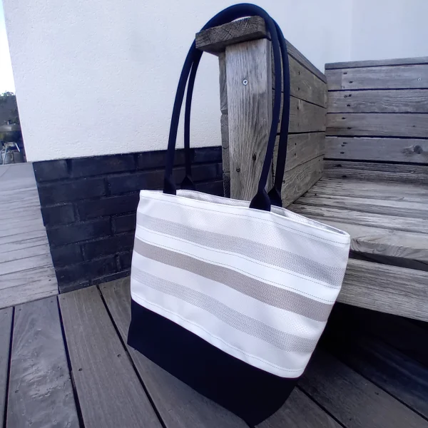 Sac rayé beige