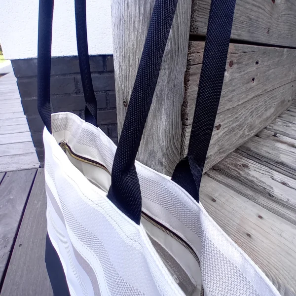 Sac rayé beige