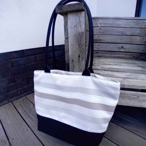 Sac rayé beige