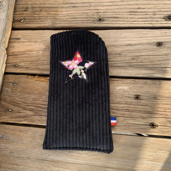 Etui à lunettes velours noir cerisier rose