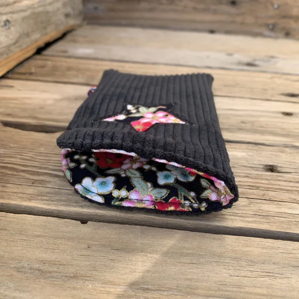 Etui à lunettes velours noir cerisier rose