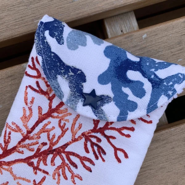 Etui à lunettes fond des mers, bleu