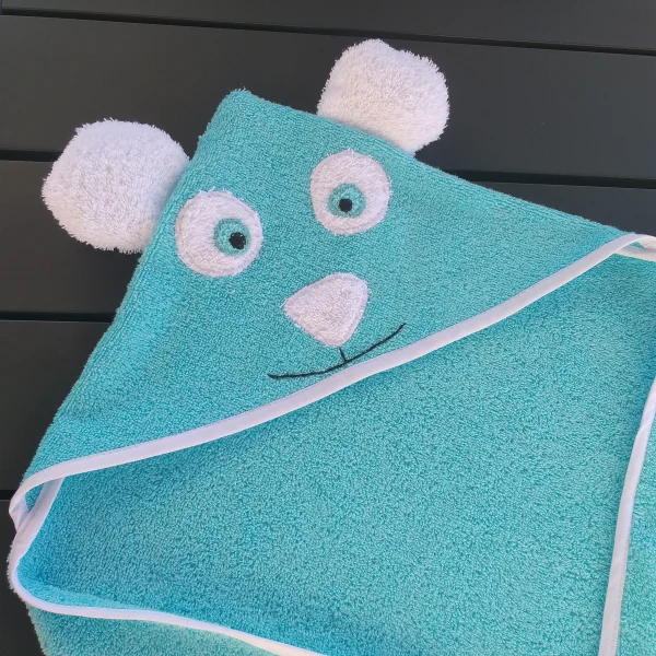 Cape de bain panda bleu